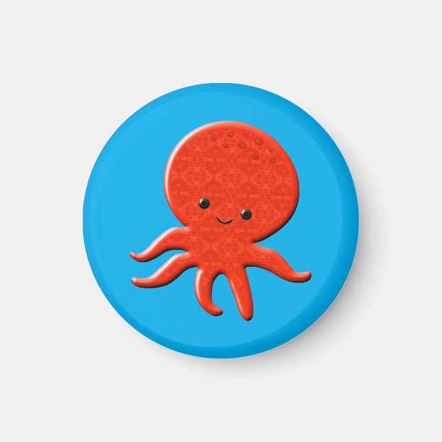 Cute Red Octopus Magnet (Front)