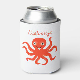 Cute Red Octopus Thunder_Cove Can Cooler