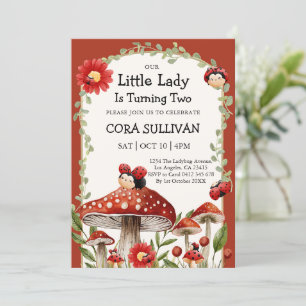 Cute Red Our Little Ladybug Girl Birthday Invitation