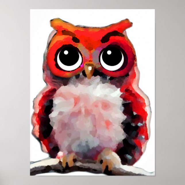 Cute Red Owl Poster (Front)