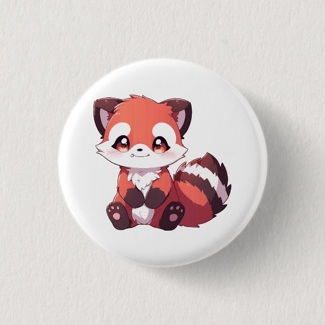  cute red panda 3 cm round badge (Front)