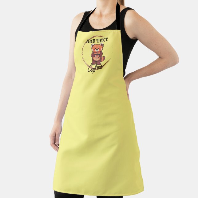 Cute red panda animals coffee Tea custom Shop name Apron (Insitu)