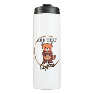 Cute red panda animals coffee Tea custom Shop name Thermal Tumbler