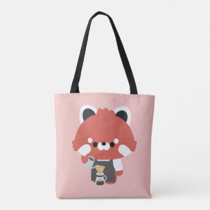 Cute Red Panda Barista Tote Bag