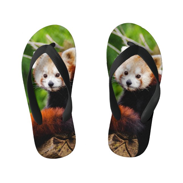 Cute Red Panda Bear Kid's Thongs (Footbed)