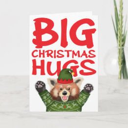 Cute red panda big Christmas hugs card
