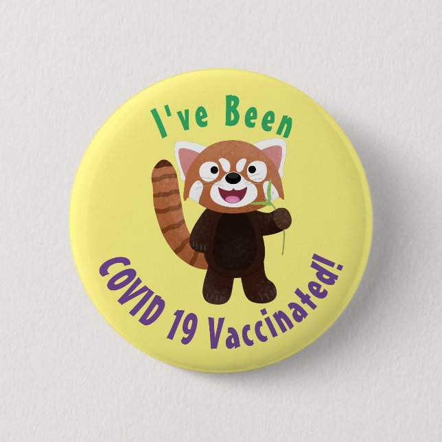 Cute red panda cartoon illustration 6 cm round badge (Front)