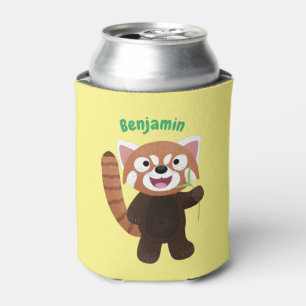Cute red panda cartoon illustration can cooler