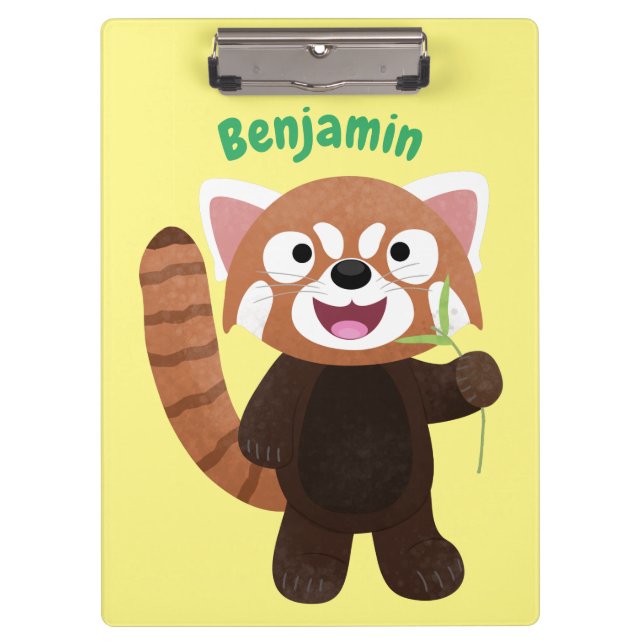 Cute red panda cartoon illustration clipboard (Front)