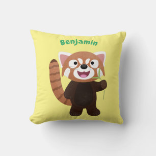 Cute red panda cartoon illustration cushion