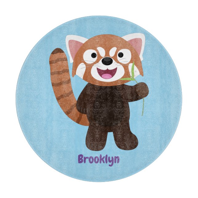 Cute red panda cartoon illustration cutting board (Front)