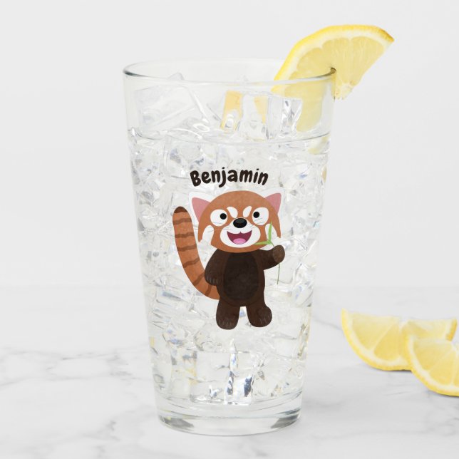 Cute red panda cartoon illustration glass (Back Ice)