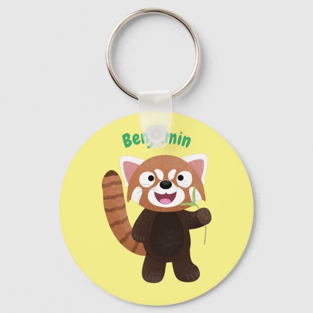 Cute red panda cartoon illustration key ring (Front)