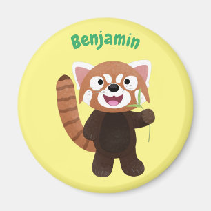 Cute red panda cartoon illustration magnet