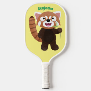 Cute red panda cartoon illustration  pickleball paddle