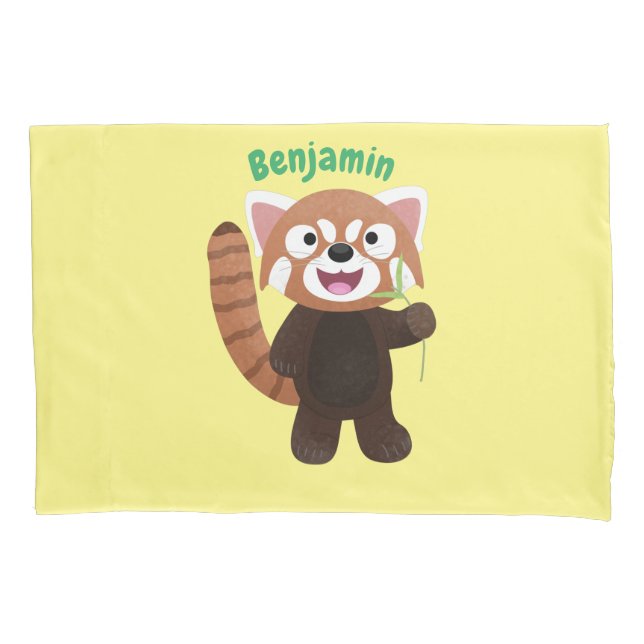 Cute red panda cartoon illustration pillowcase (Front)