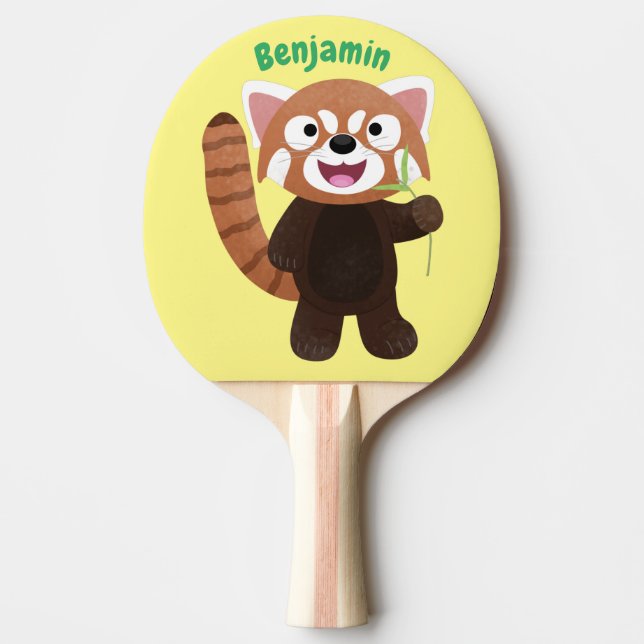 Cute red panda cartoon illustration ping pong paddle (Front)