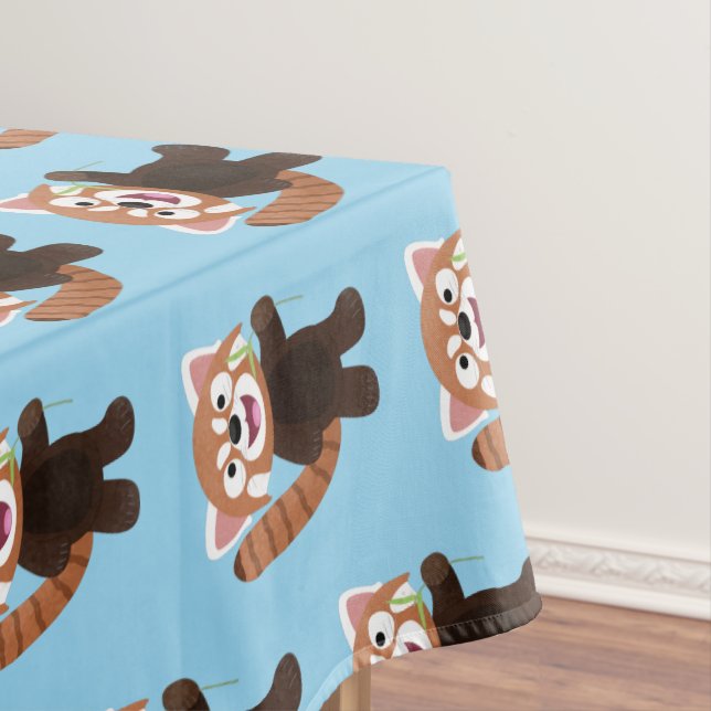 Cute red panda cartoon illustration tablecloth (In Situ)