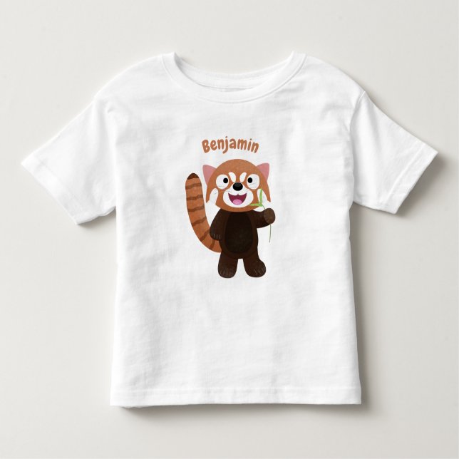 Cute red panda cartoon illustration toddler T-Shirt (Front)