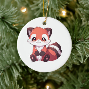 cute red panda ceramic ornament