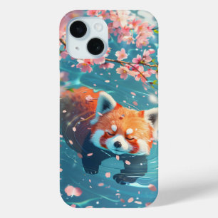 Cute Red Panda Chill in Water iPhone 15 Case