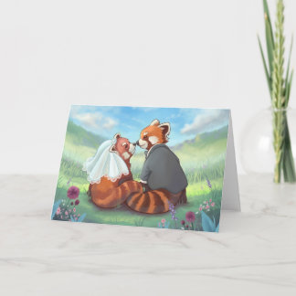 Cute Red Panda Couple In Love Holiday Card
