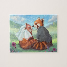 Cute Red Panda Couple In Love Jigsaw Puzzle