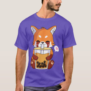 Cute Red Panda Drinking Bubble Tea T-Shirt
