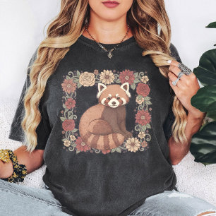 Cute Red Panda Floral Frame Art T-Shirt