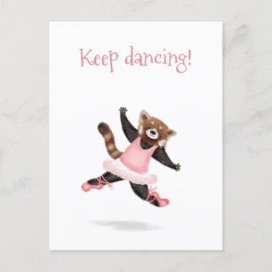 Cute red panda 'keep dancing' postcard