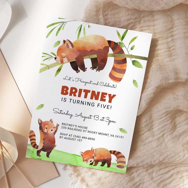 Cute Red Panda Kids Birthday Party Invitation (Creator Uploaded)
