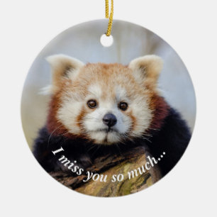 Cute Red Panda Miss You So Much Ceramic Ornament