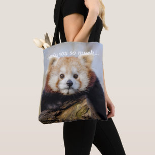 Cute Red Panda Miss You So Much  Tote Bag