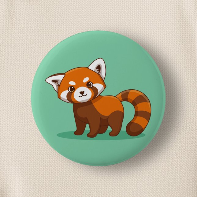 Cute Red Panda on Green 6 Cm Round Badge (Creator Uploaded)