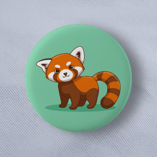 Cute Red Panda on Green 6 Cm Round Badge