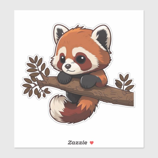 Cute red panda on tree branch (Sheet)