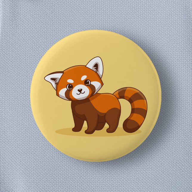 Cute Red Panda on Yellow 6 Cm Round Badge (Creator Uploaded)
