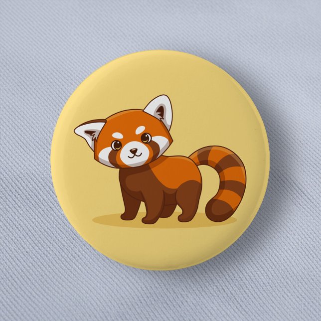Cute Red Panda on Yellow 6 Cm Round Badge (Creator Uploaded)