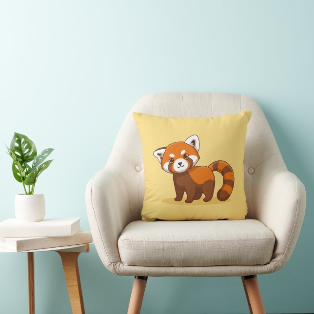 Cute Red Panda on Yellow Cushion (Chair)