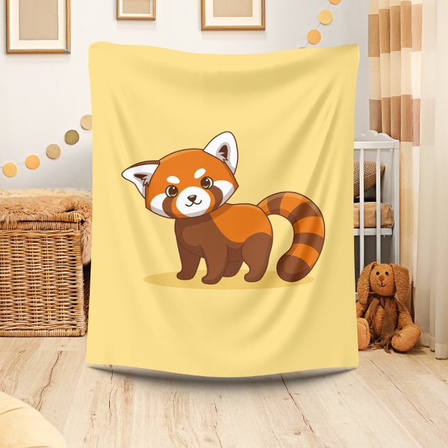 Cute Red Panda on Yellow Fleece Blanket (Creator Uploaded)
