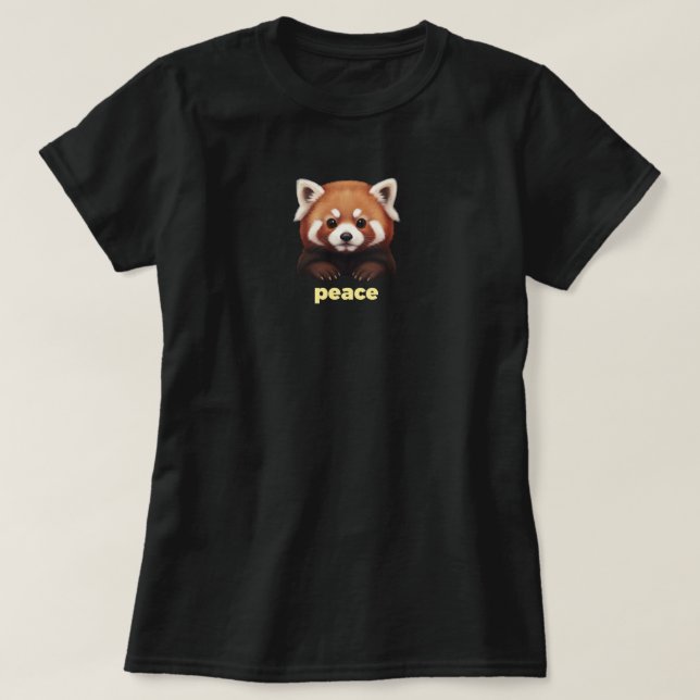 Cute Red Panda "Peace" Illustration for Kids & Nur T-Shirt (Design Front)