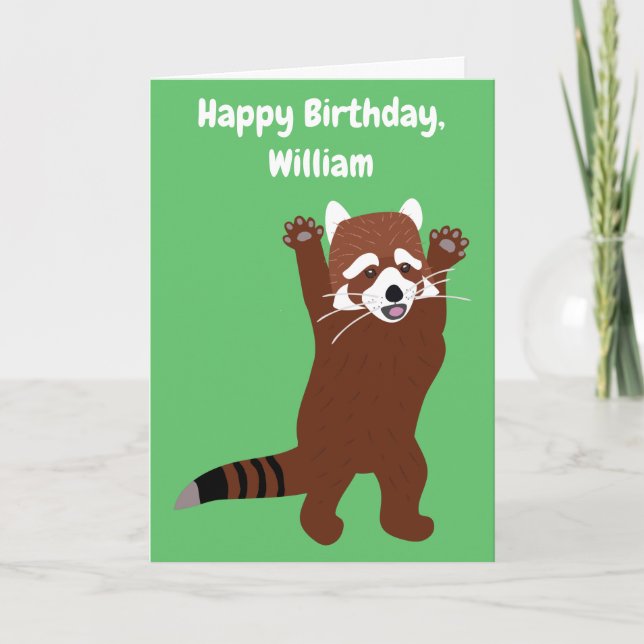 Cute Red Panda Personalised Custom Birthday Card (Front)