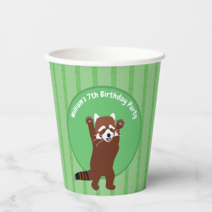 Cute Red Panda Personalised Custom Birthday Paper Cups