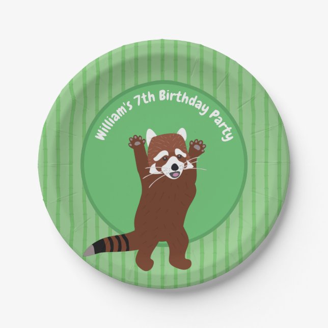 Cute Red Panda Personalised Custom Birthday Paper Plate (Front)