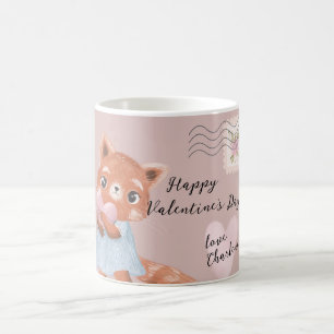 Cute Red Panda Postal Letter Valentine's Day Coffee Mug
