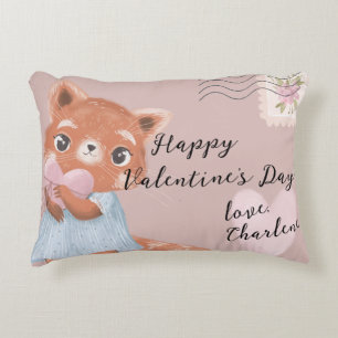 Cute Red Panda Postal Letter Valentine's Day Decorative Cushion