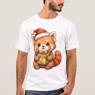 Cute Red Panda Santa Hat Christmas Present T-Shirt