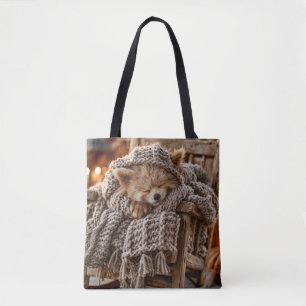 Cute Red Panda Sleeping in Miniature Rocking Chair Tote Bag