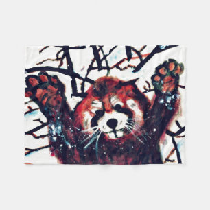 Cute Red Panda Snow Day Fleece Blanket