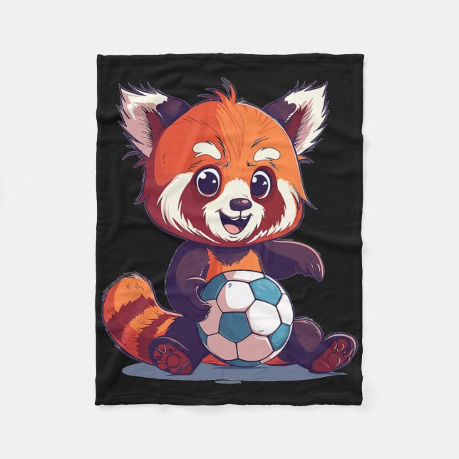 Cute Red Panda Soccer  Fleece Blanket (Front)